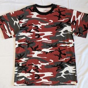 Vintage 90s ROTHCO Red Camo Military Tactical Urban Fire Red Casual XL Shirt
